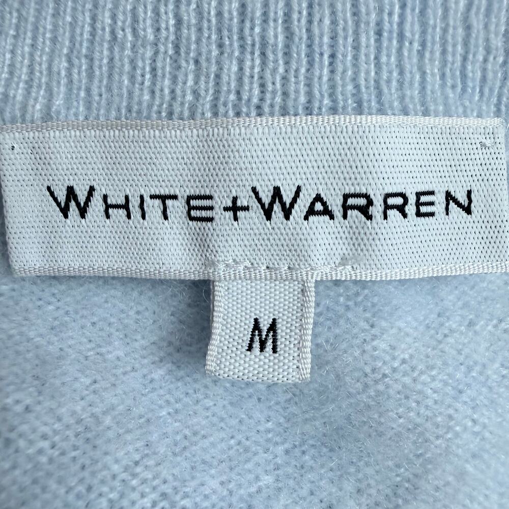 White + Warren Women's M 100% Cashmere Crewneck Sweater Light Blue Quiet Luxury - Picture 2 of 8
